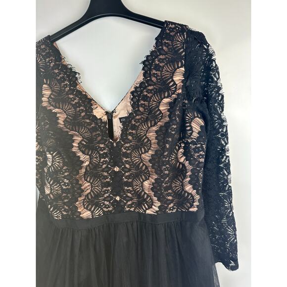 City Chic Rare Beauty Dress Lace Fit & Flare Black A Line Tulle XL Plus Size 22 - Picture 11 of 16